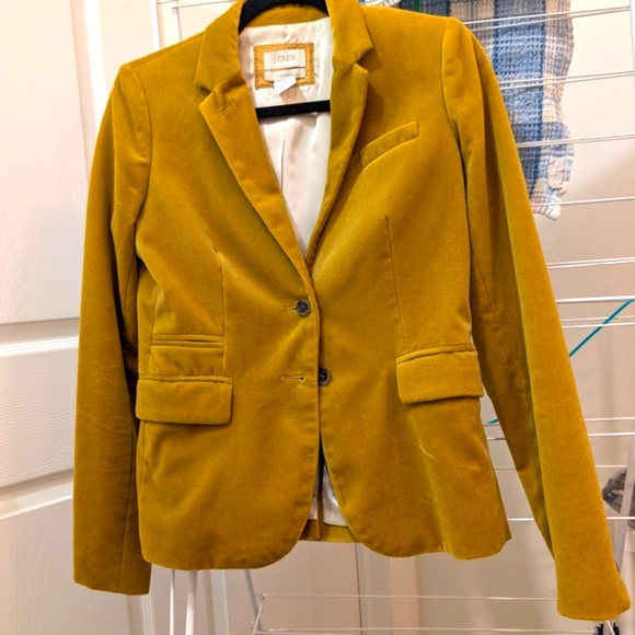J. Crew Yellow Blazer Velvet Tailored - Picture 5 of 8